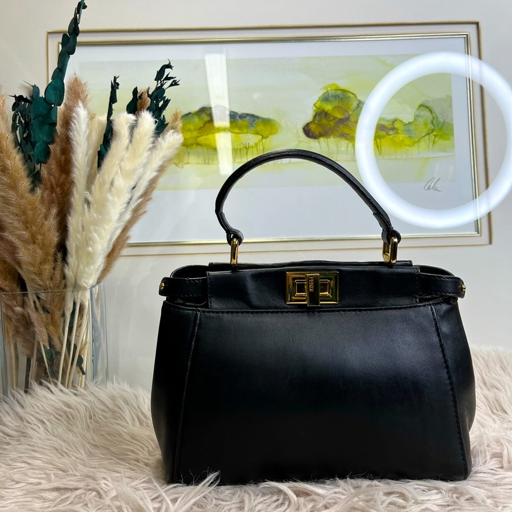 Peekaboo Vintage Fendi Mini Black Leather Bag